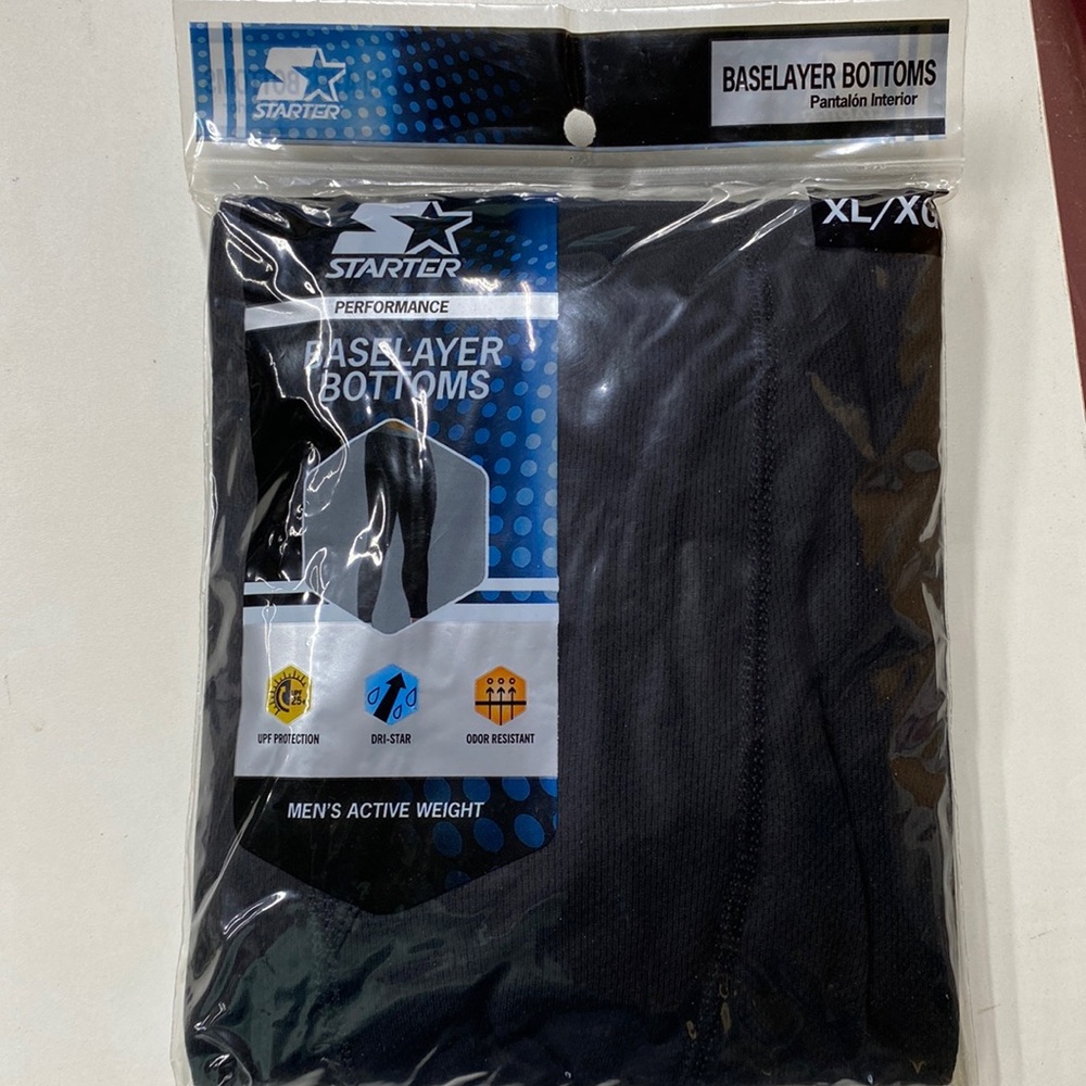 E841 Bottoms base layer Men's new size XL Black Starter polyester Bottoms NWT